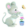 Мышки, хомяки Мышонок поливает цветок аватар