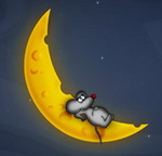 Мышки, хомяки Смешной мышонок лежит на объеденном серпе луны аватар