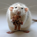 Мышки, хомяки Крыса с мишкой в лапах аватар