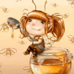 Насекомые, жучки, паучки Девочка-пчелка сидит около меда аватар