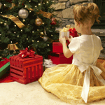 Новый год и Рождество Девочка у новогодних подарков под елкой аватар