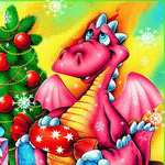 Новый год и Рождество Симпатичный дракон у новогодней ёлочки аватар