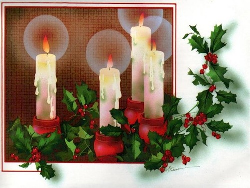 Новый год и Рождество С Новым годом! Горят свечи, ветки с красными ягодами аватар