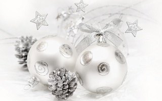 Новый год и Рождество С Новым годом! Елочные шары серебристые и шишка аватар