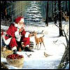 Новый год и Рождество Санта и олененок зимой в снегу в лесу аватар