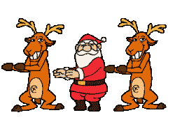 Новый год и Рождество Дед Мороз танцует с оленями  веселый танец аватар