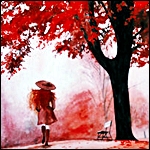 Осень Девушка среди красной  осени аватар