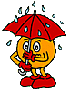 Осень Смайлик в красных башмаках, перчатках и с зонтиком аватар