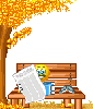 Осень Смайлик читает газету на скамейке аватар