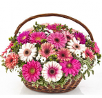 Букеты цветов бело-розовые цветы в корзине аватар