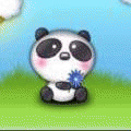Панды Панда с голубым цветочком в лапках аватар