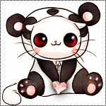 Панды Котенок в костюме панды держит сердцечко аватар