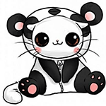 Панды Котенок в костюме панды моргает глазками аватар
