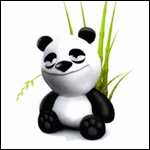 Панды Панда сидит рядом с зеленым бамбуком и жует травинку аватар