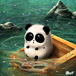 Панды Панда сидит на ящик в море аватар