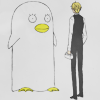 Пингвины Шизуо хайваджима из аниме durarara стоит напротив пингвина аватар