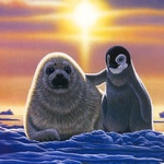 Пингвины Детеныши тюленя и пингвина аватар