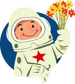 Праздники День космонавтики. Космонавт с цветами аватар