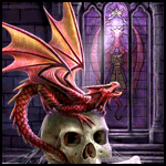 Привидения, скелеты, черти Красный дракон сидит на черепе аватар