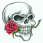Привидения, скелеты, черти Череп держит в зубах розу аватар