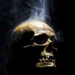 Привидения, скелеты, черти Дымящийся человеческий череп на черном фоне аватар