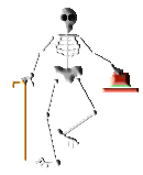 Привидения, скелеты, черти Скелет танцует с палочкой и шляпой аватар