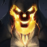 Привидения, скелеты, черти Светящийся огненный череп в капюшоне аватар