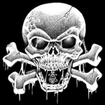 Привидения, скелеты, черти Белый череп на черном фоне со стекающей кровью аватар