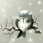 Птицы Замёзший снегирь на ветке дерева аватар