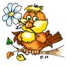 Птицы Веселая птичка с цветком аватар