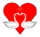 Птицы Два лебедя на фоне красного сердца аватар