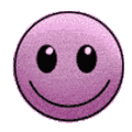 Разноцветные смайлы, пушистики Сиреневый улыбчивый смайлик аватар