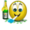 Разноцветные смайлы, пушистики Шарик с бутылкой шампанского и дудкой аватар