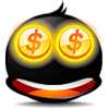 Разноцветные смайлы, пушистики Черный смайл- доллары в глазах аватар