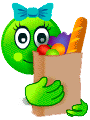 Разноцветные смайлы, пушистики Зеленый сиайлик с продуктами аватар