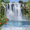 Водопады, реки Красные цветы у водопада аватар