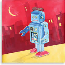 Роботы Робот идет по городу аватар