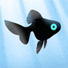 Рыбки Аватар с полностью чёрной рыбкой с голубыми глазами аватар