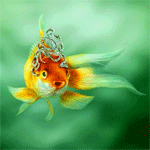 Рыбки Золотая рыбка на нежном зеленом фоне аватар