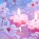 Салют, свечи, фонари Розовые свечи в виде цветов плавают в воде с цветами сакуры аватар