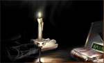 Салют, свечи, фонари Горящая свеча , рядом электронные часы аватар