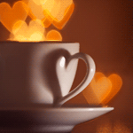 Сердце, сердечко Белая чашка с блюдцем на фоне бликов-сердечек аватар