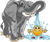 Слоники Смайлик купается под душем слона аватар
